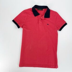 Etro Milano Red Cotton Blend Short Sleeve Collared Polo Shirt Top